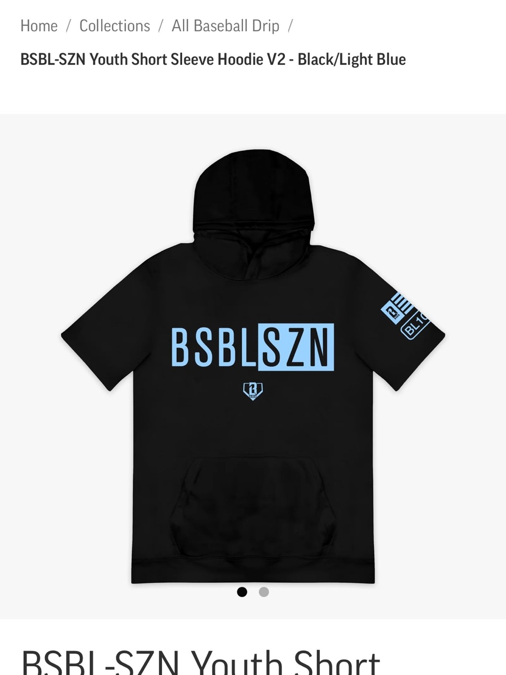 BSBLSZN Black Hoodie Tee & Shorts Set with Blue Accents - Picture 2 of 3